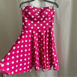 Barbiecore Strapless Polkadot Dress